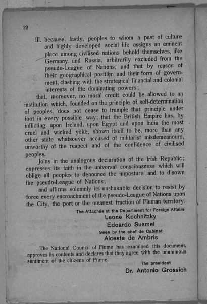 Acts and communiqués of the dapartment for foreign affairs. November 28th 1919-May 1st 1920